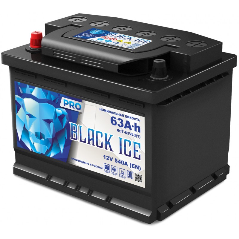 Автомобильный аккумулятор BLACK ICE Pro 6СТ-63.1 VL