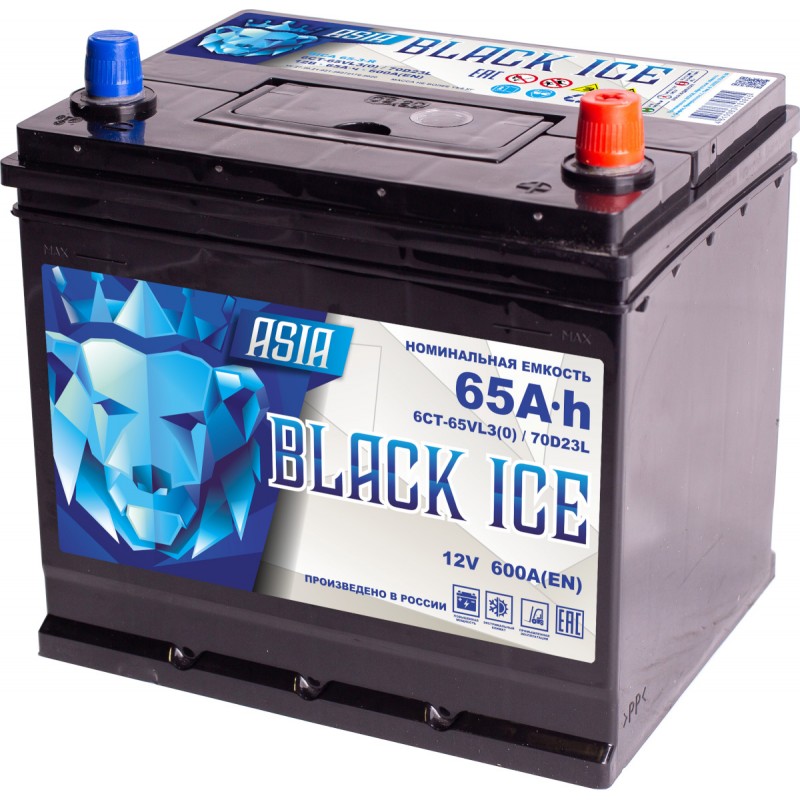 Автомобильный аккумулятор BLACK ICE Pro ASIA 70D23L 65Ah