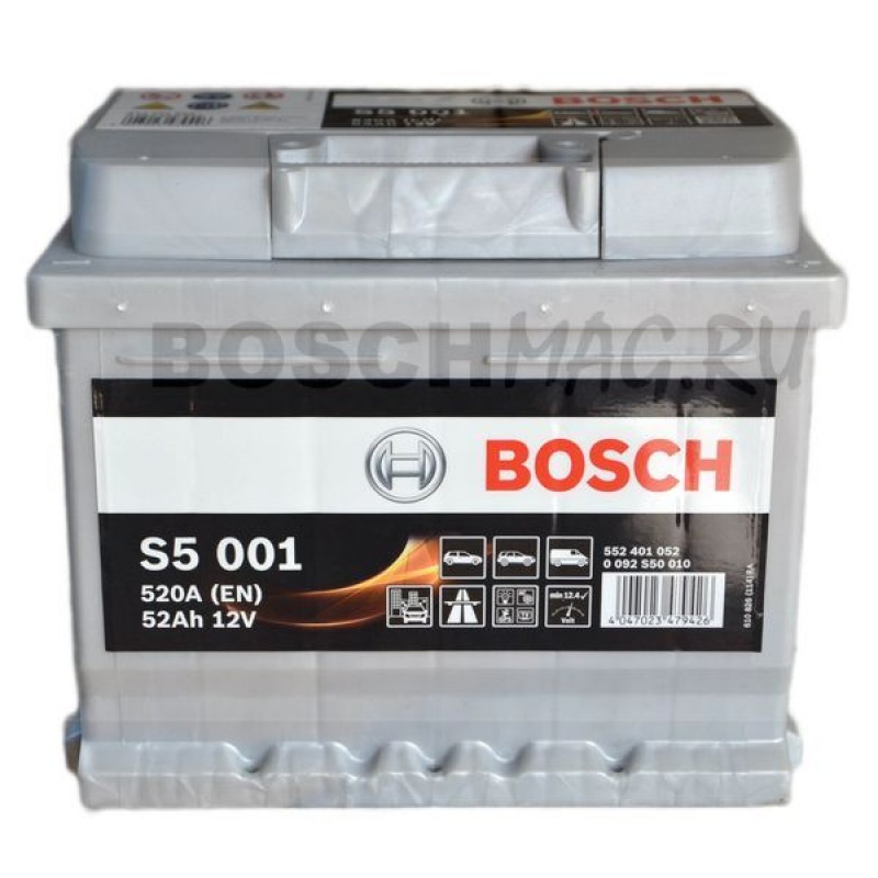 Аккумулятор BOSCH S5 001 0092S50010 52 Ач (A/h) обратная полярность - 552401052
