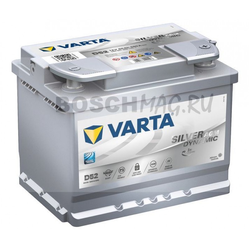 Аккумулятор VARTA Start - Stop Plus AGM D52 60 Ач (A/h) обратная полярность - 560901068