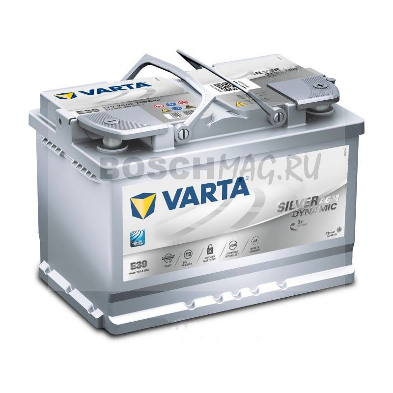 Аккумулятор VARTA Start - Stop Plus AGM E39 70 Ач (A/h) обратная полярность - 570901076